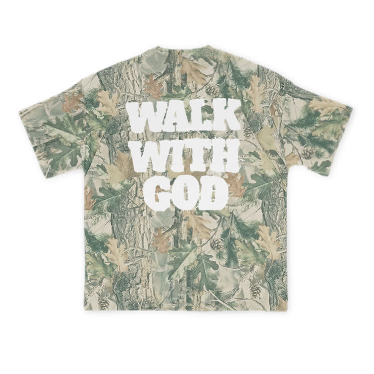 Walk With God Camo Print T-shirt - Green - 8XL - image 2