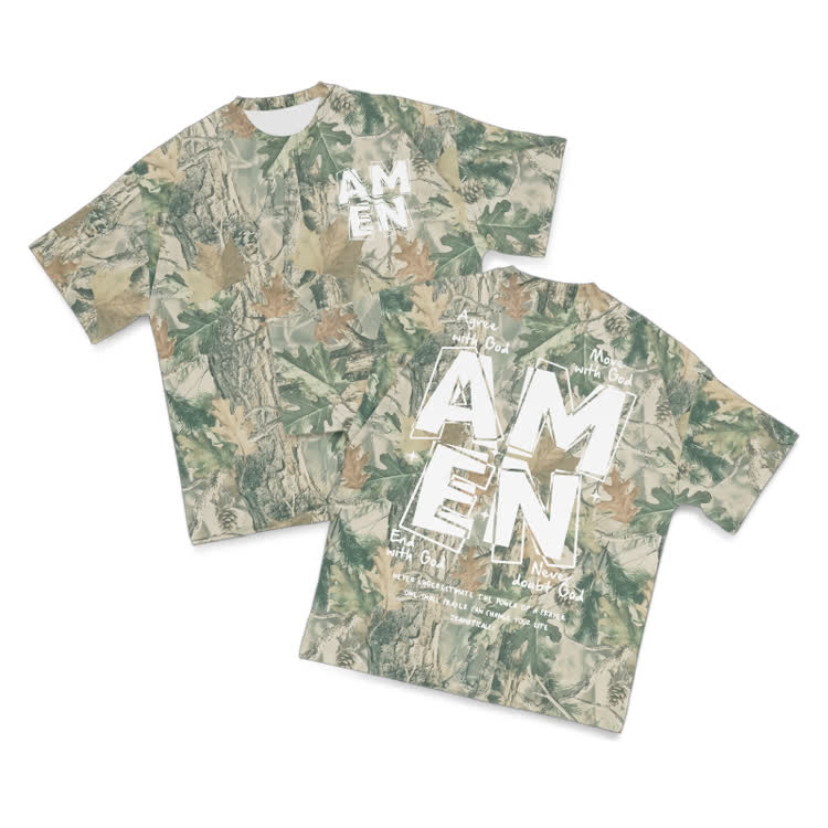 AMEN With God Camo Print T-shirt - Green - 8XL - image 2