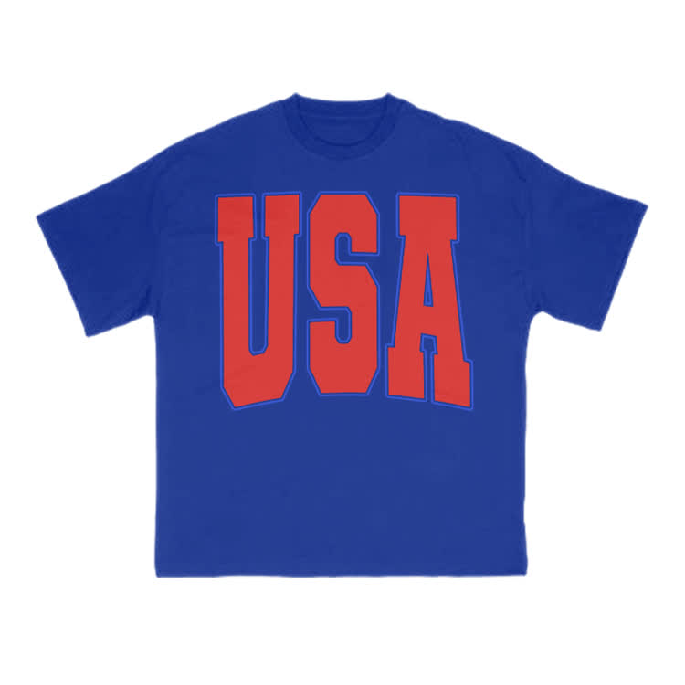 USA Print T-shirt - Blue - US16-18(2XL) - image 1