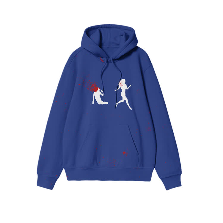 “Run Away”Girl Graphic Print causal hoodie - Blue - US36-38(6XL) - image 3