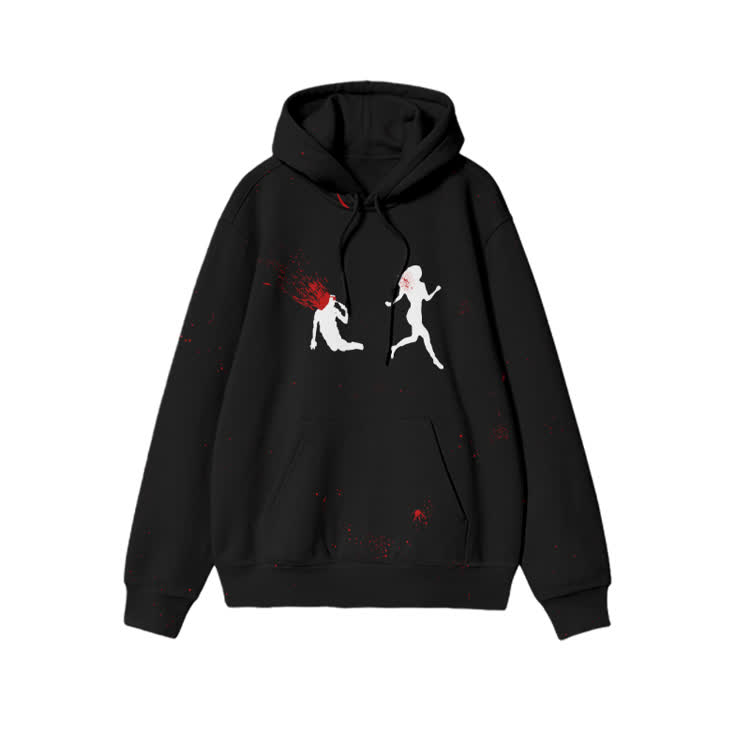 “Run Away”Girl Graphic Print causal hoodie - Black - US44-46(8XL) - image 2