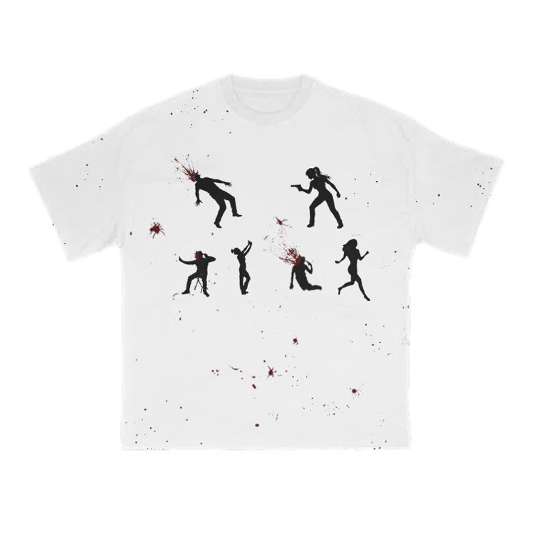 Dark Aesthetic Silhouette Graphic Print T-shirt - White - 8XL - image 1