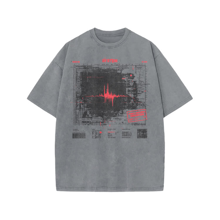 Techwave Graphic Print Acid Washed T-Shirt - Grey - US20-22(3XL) - image 2