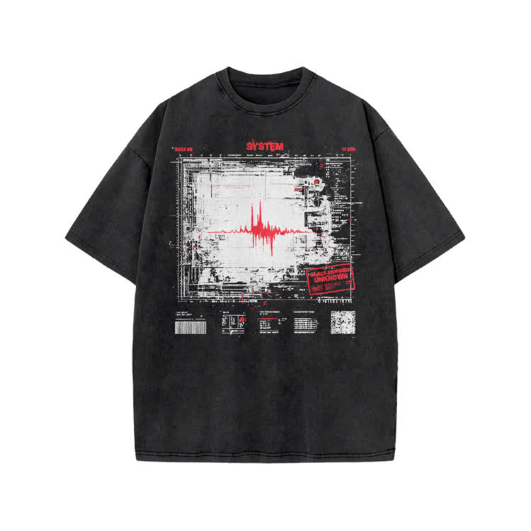 Techwave Graphic Print Acid Washed T-Shirt - Black - US20-22(3XL) - image 1