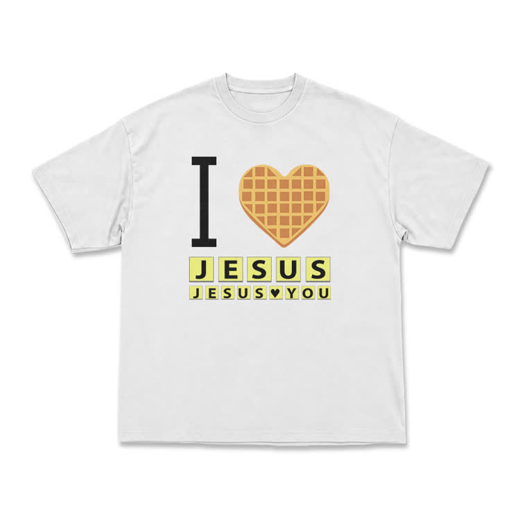 I Heart Jesus Graphic Casual Crew Neck T Shirt - White - US16-18(2XL) - image 1