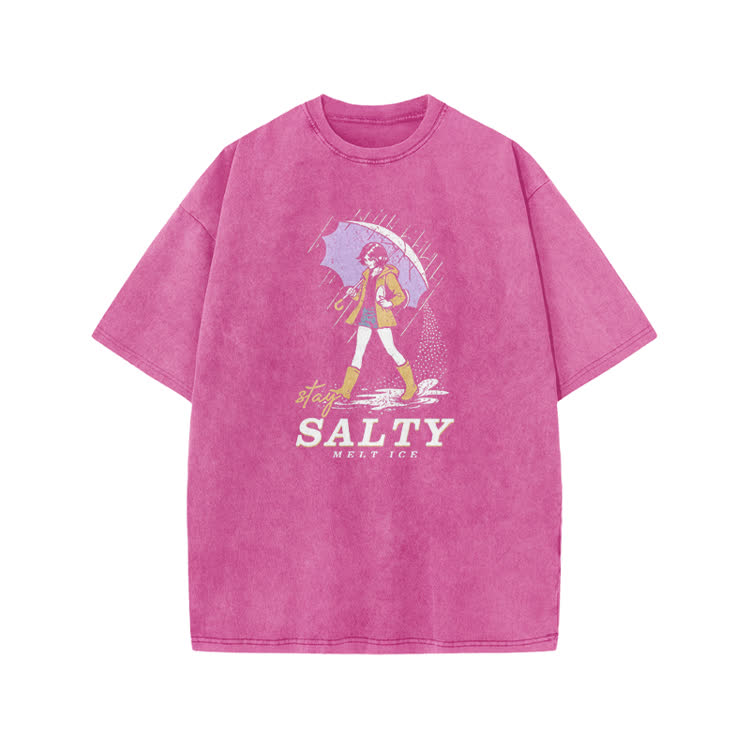 Vintage Salty Graphic Oversized T Shirt - Pink - US20-22(3XL) - image 1