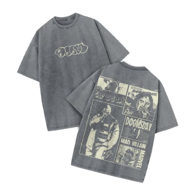 Vintage Streetwear Comic Panel Graphic Print Acid Washed T-Shirt - Grey - US20-22(3XL) - image 2