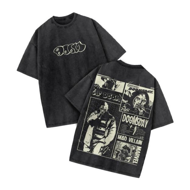 Vintage Streetwear Comic Panel Graphic Print Acid Washed T-Shirt - Black - US20-22(3XL) - image 1