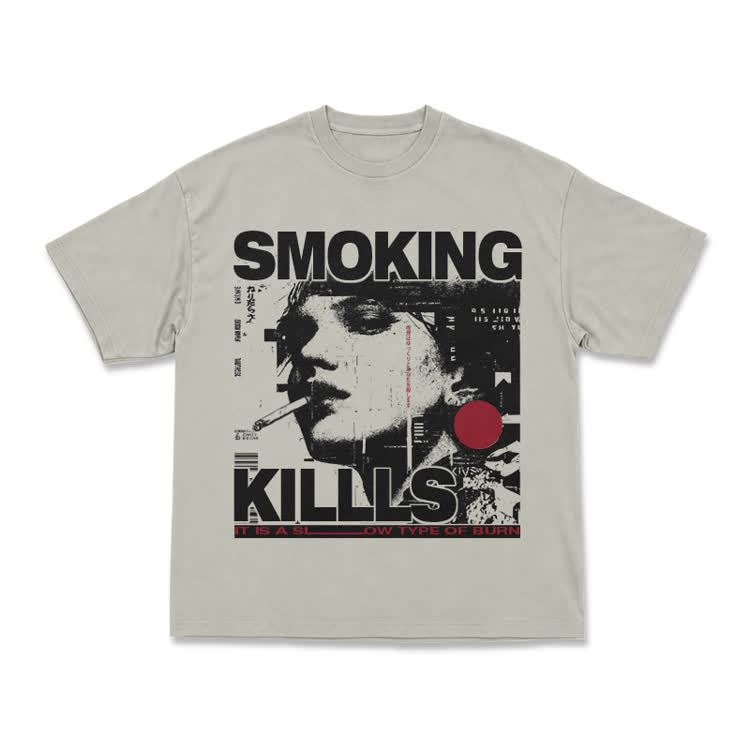 Street Rebel Smoking Kills Collage Print Graphic T-Shirt - Warm Grey - US16-18(2XL) - image 13