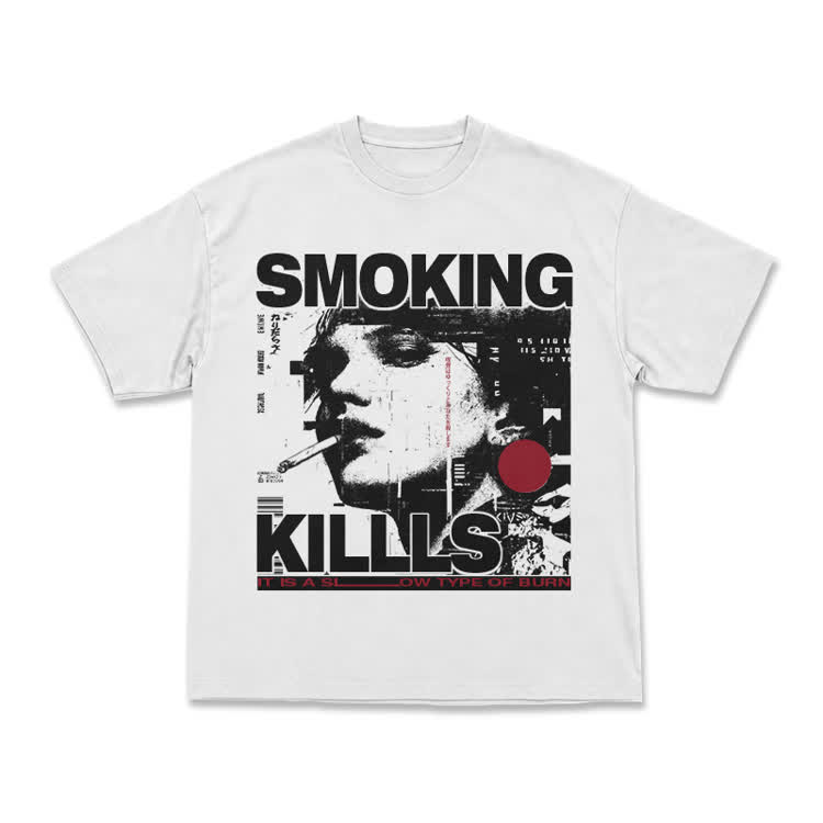 Street Rebel Smoking Kills Collage Print Graphic T-Shirt - White - US16-18(2XL) - image 2