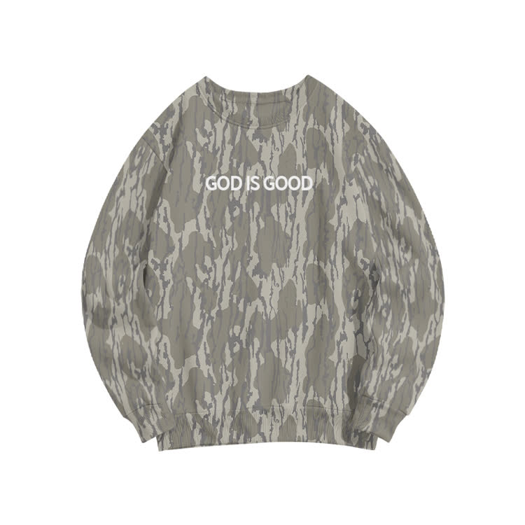 GOD IS GOOD Camo Print Sweatshirt - Army Green - 6XL - image 1