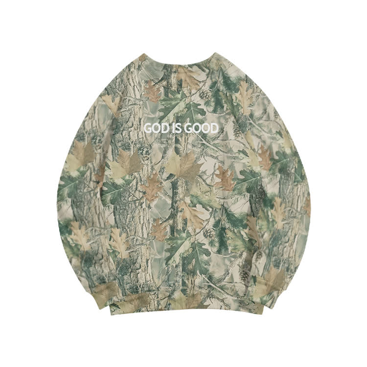 GOD IS GOOD Camo Print Sweatshirt - Green - 6XL - image 3