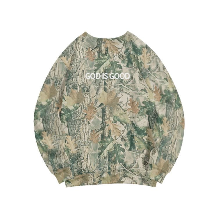 GOD IS GOOD Camo Print Sweatshirt - Green - 6XL - image 3