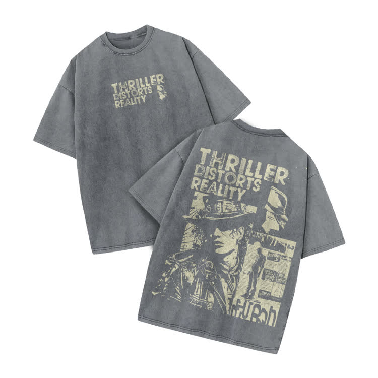 Vintage Streetwear Distressed Poster Graphic Print Acid Washed T-Shirt - Grey - US20-22(3XL) - image 2