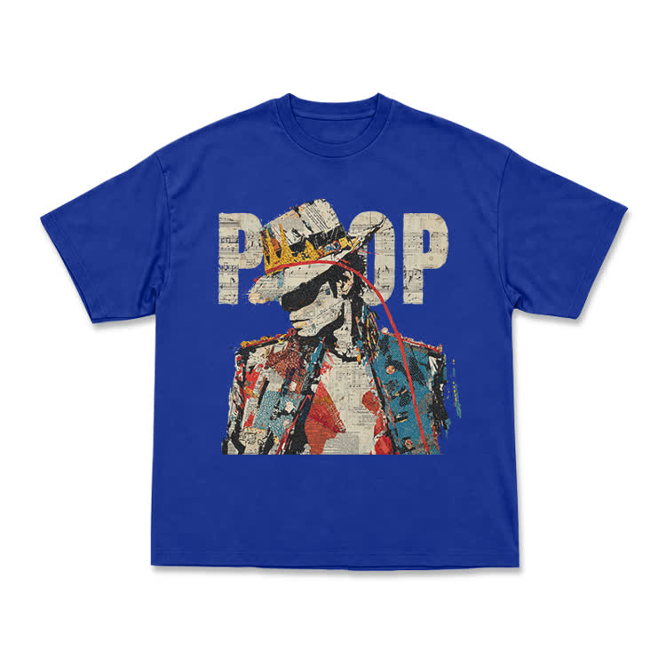 Vintage Art Crown Figure Graphic Print T-Shirt  - Blue - US16-18(2XL) - image 1
