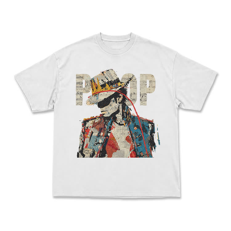 Vintage Art Crown Figure Graphic Print T-Shirt  - White - US16-18(2XL) - image 2
