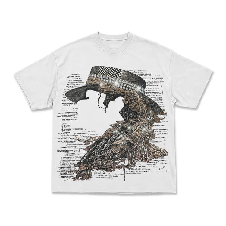 Vintage Art Street Portrait Graphic Print T-Shirt - White - US16-18(2XL) - image 2