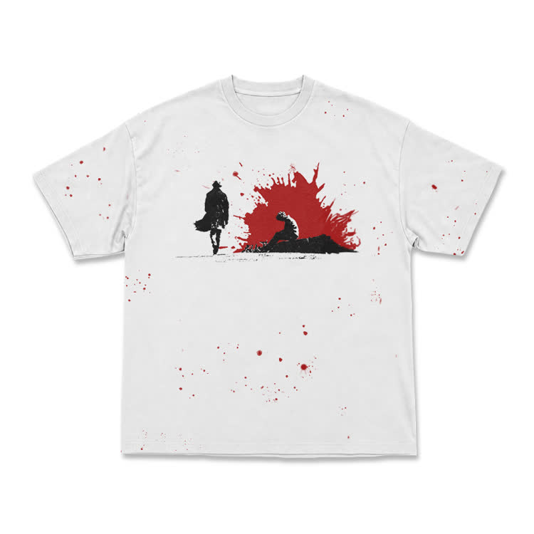 Cinematic Noir Graphic Front Graphic Print T-Shirt - White - 8XL - image 1