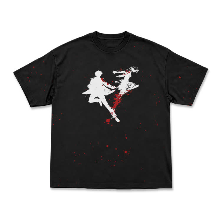 Shadow Splash Splatter Art Graphic Print T-Shirt - Black - 8XL - image 2