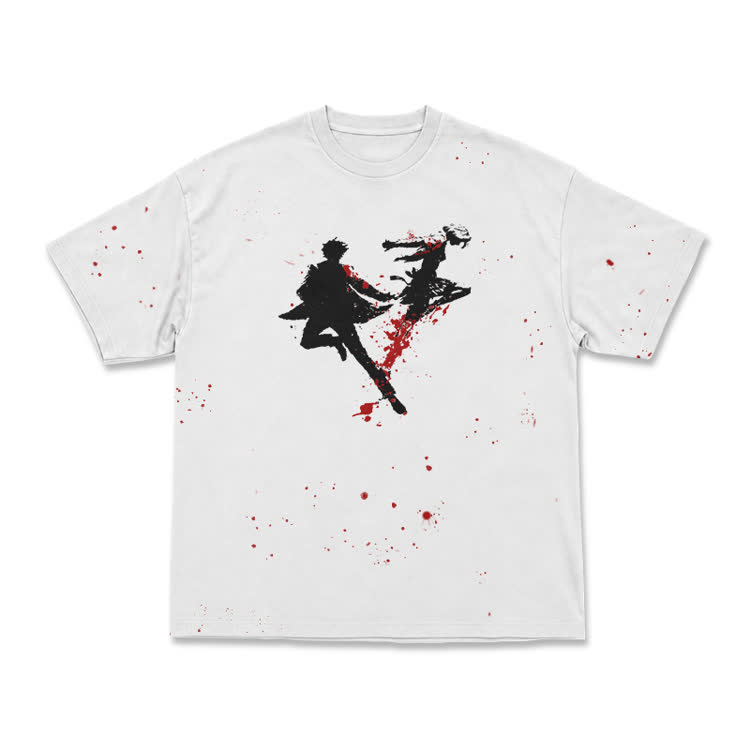 Shadow Splash Splatter Art Graphic Print T-Shirt - White - 8XL - image 1
