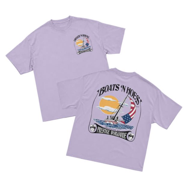 Vintage Sail Sunset Graphic Crew Neck T-Shirt - Purple - US16-18(2XL) - image 6