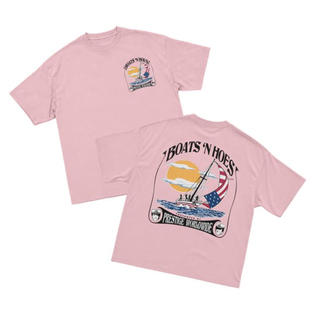 Vintage Sail Sunset Graphic Crew Neck T-Shirt - Pink - US16-18(2XL) - image 5