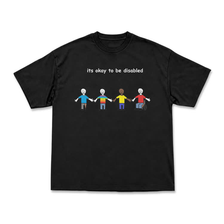 Its Okay To Be Disabled Graphic Crew Neck T-Shirt - Black - US16-18(2XL) - image 2