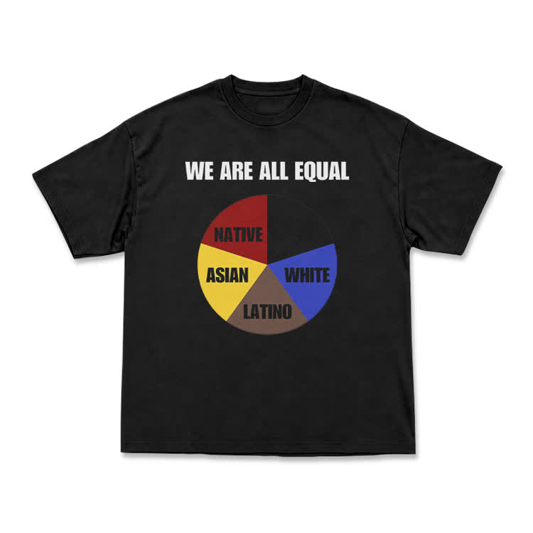 Casual We Are All Equal Graphic Crew Neck T Shirt - Black - US16-18(2XL) - image 2