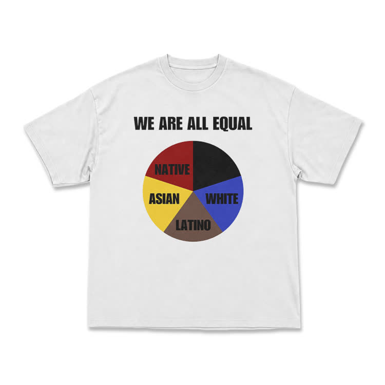 Casual We Are All Equal Graphic Crew Neck T Shirt - White - US16-18(2XL) - image 1
