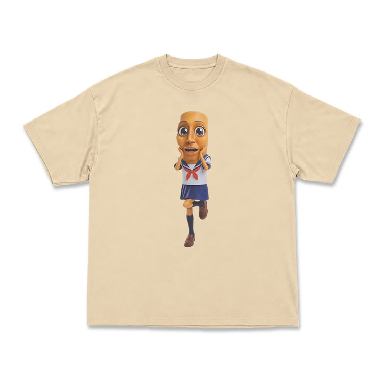Casual Anime Cartoon Characters Graphic Crew Neck T-Shirt - Apricot - US16-18(2XL) - image 2