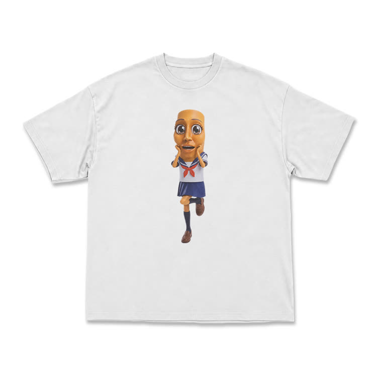 Casual Anime Cartoon Characters Graphic Crew Neck T-Shirt - White - US16-18(2XL) - image 1