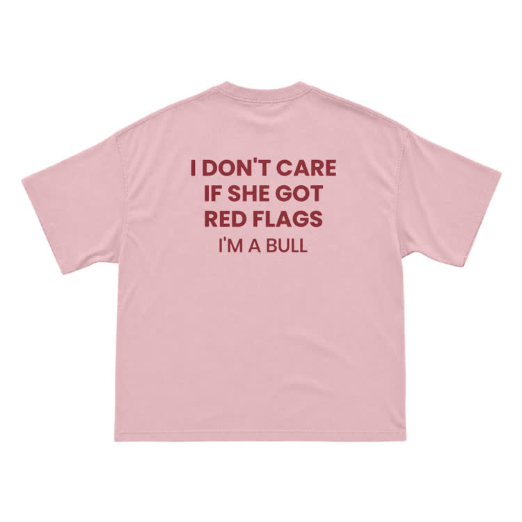 I Don't Careif She Gotred Flags'm Abull Graphic Print T-Shirt - Pink - US16-18(2XL) - image 2