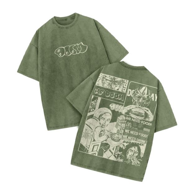 Urban Vintage Streetwear Comic Panel  Acid Washed T-Shirt - Army Green - US20-22(3XL) - image 5