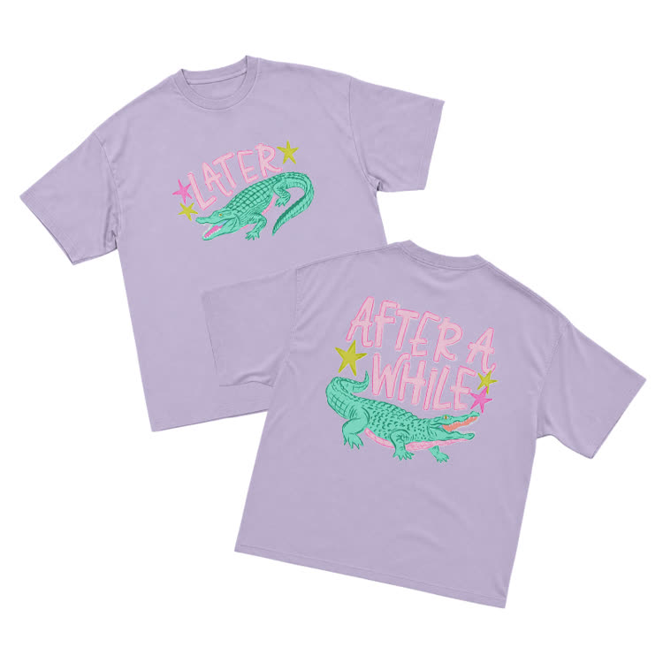 Casual Statement After A While Art Graphic T-Shirt - Purple - US16-18(2XL) - image 1