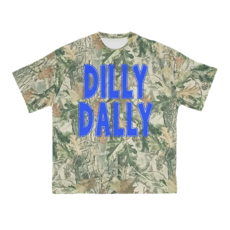 DILLY DALLY Graphic Oversized Cotton T-Shirt - Green - US28-30(4XL) - image 2