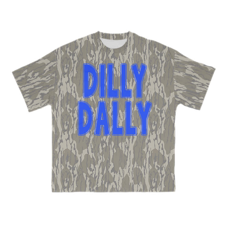 DILLY DALLY Graphic Oversized Cotton T-Shirt - Khaki - US28-30(4XL) - image 1