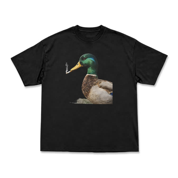 Vintage Duck Photo Graphic Oversized T-Shirt - Black - US16-18(2XL) - image 1