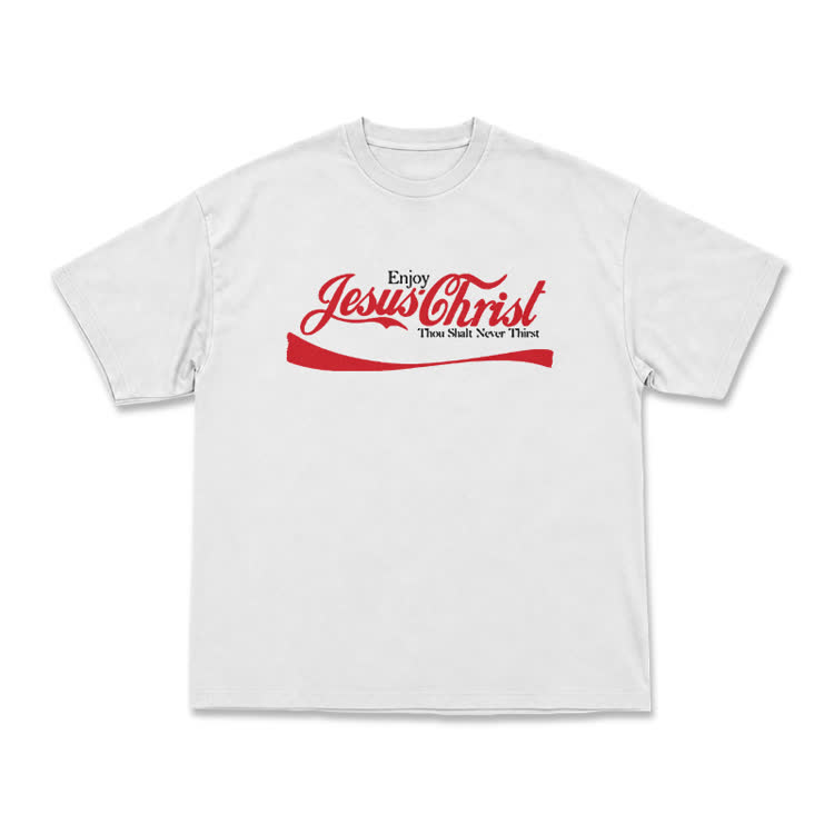 Enjoy Jesus Christ Thou Shalt Never Thirst Graphic T-Shirt - White - US16-18(2XL) - image 2
