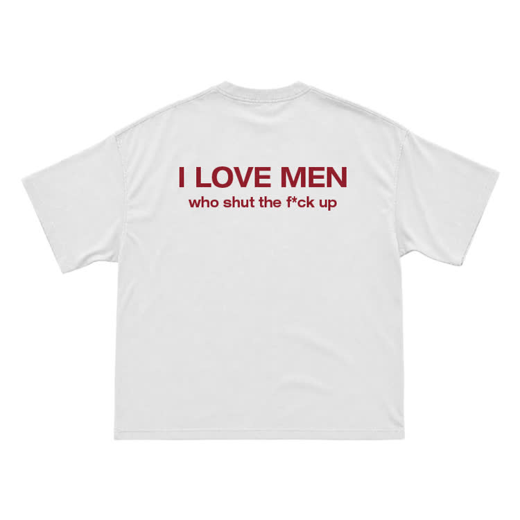 Statement I LOVE MEN Back Print T Shirt - White - US16-18(2XL) - image 1