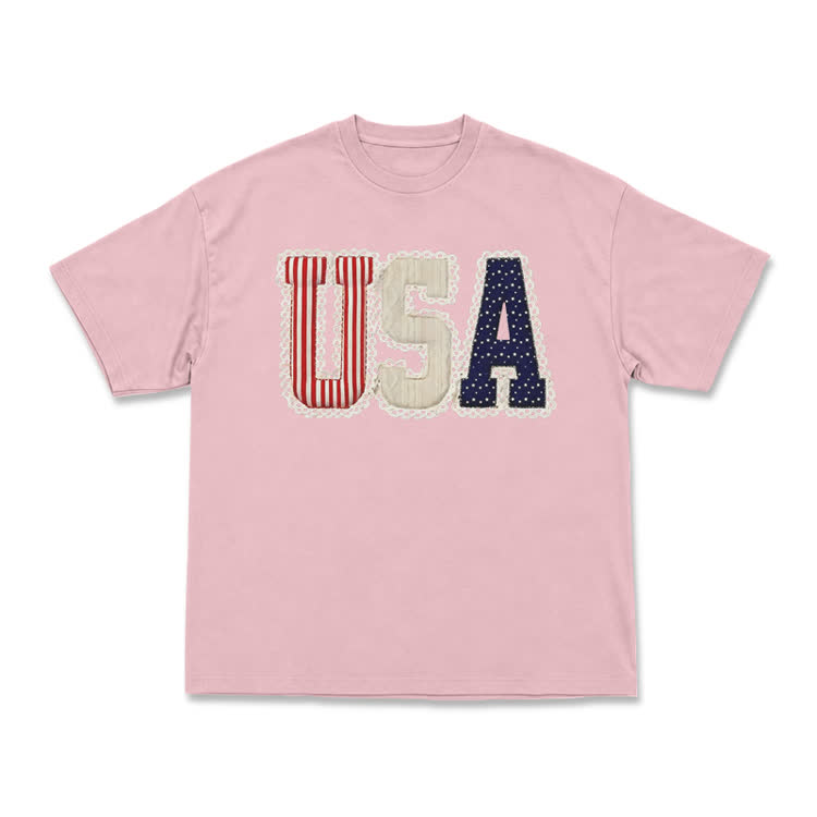 Vintage College Style USA T-Shirt - Pink - US16-18(2XL) - image 2