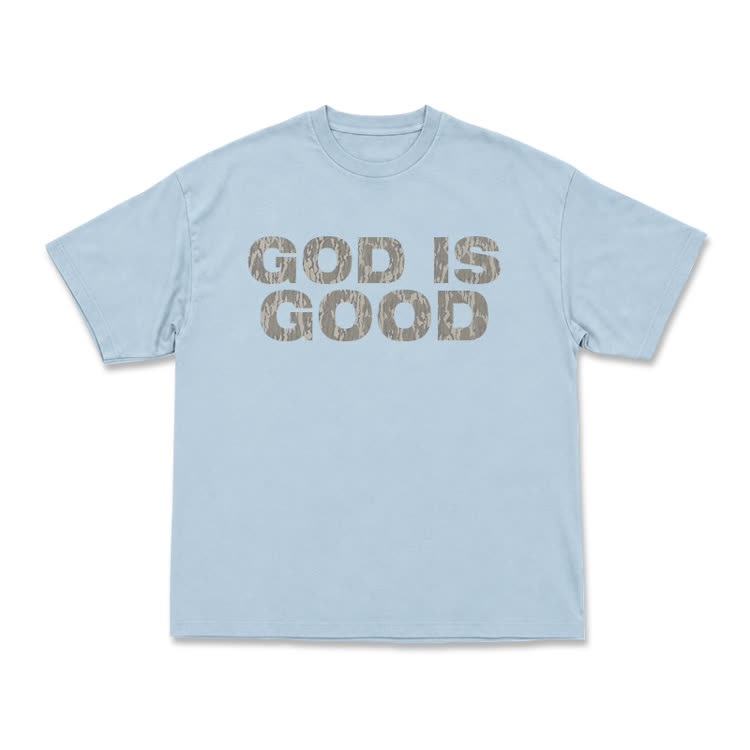 God Is Good Graphic Short Sleeve T-Shirt - Light Blue - US16-18(2XL) - image 2