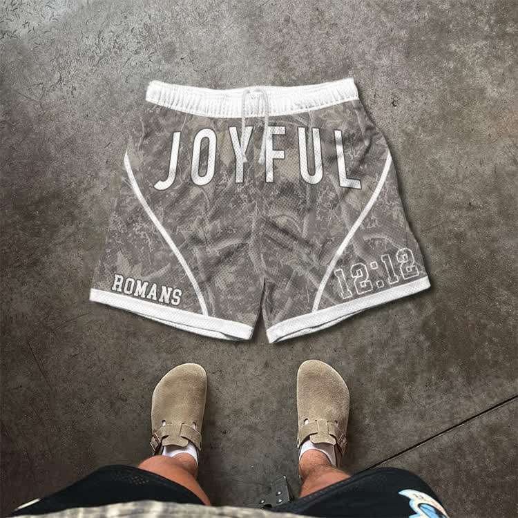 Joyful Camo Graphic Print Mesh Shorts - Olive Green - 5XL - image 2