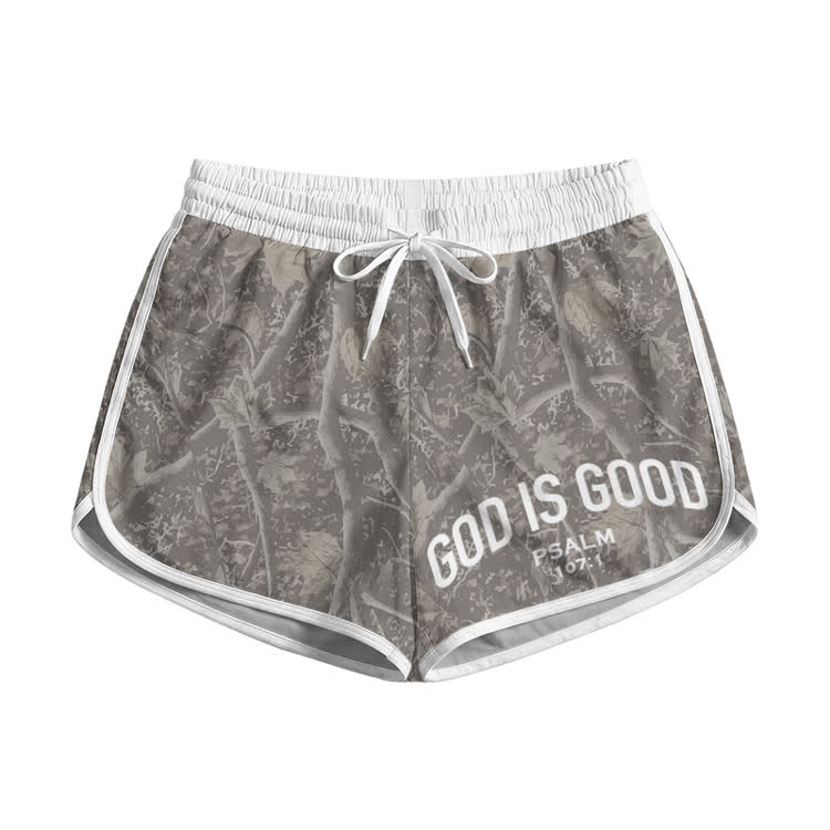 Street Camo God Is Good Graphic Print Pocket Shorts - Olive Green - 5XL - image 2