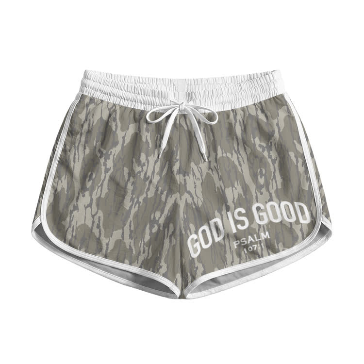 Street Camo God Is Good Graphic Print Pocket Shorts - Khaki - 5XL - image 1