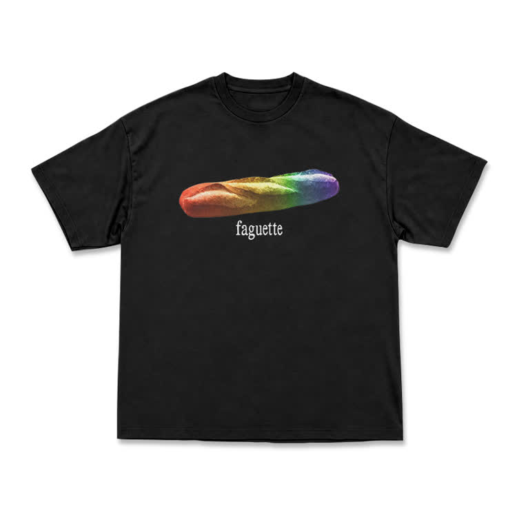 Playful Rainbow Baguette Graphic T-Shirt - Black - US16-18(2XL) - image 2
