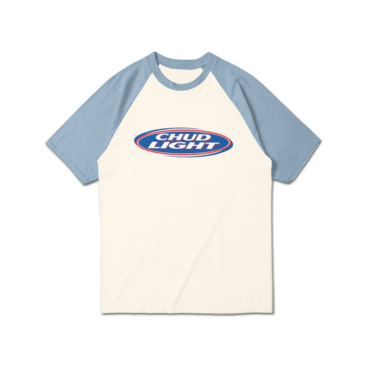 Retro Oval Badge Graphic Print Raglan Sleeve T-Shirt - Light Blue - 3XL - image 1