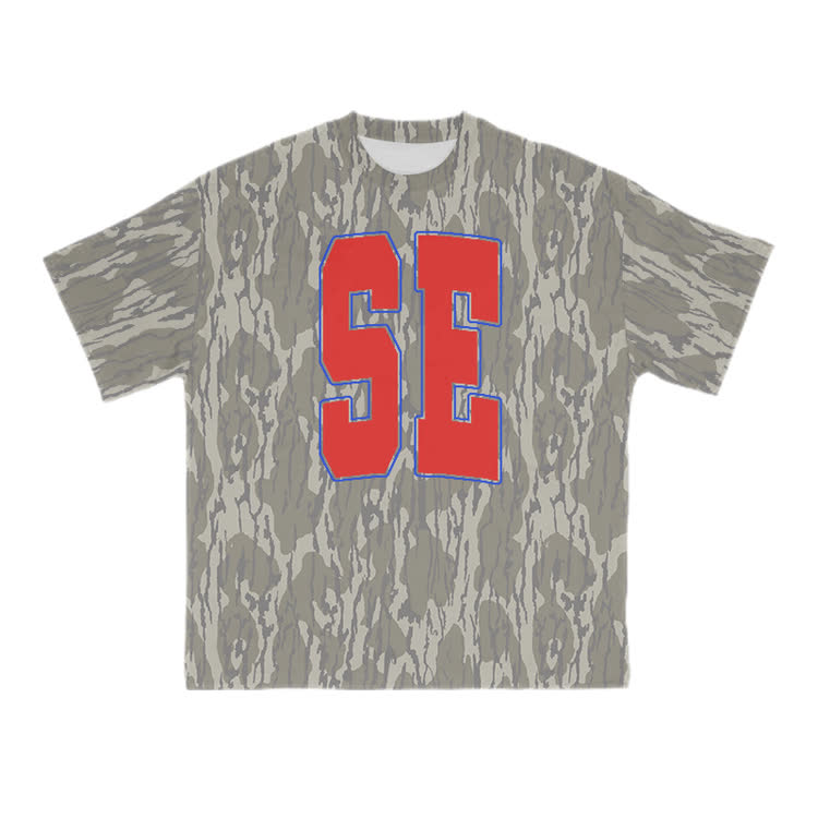 SE Graphic Camo Print T-Shirt - Red - US28-30(4XL) - image 1