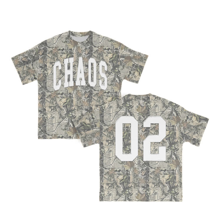 Chaos 02 Graphic Camo Print T-Shirt - Brown - US28-30(4XL) - image 1