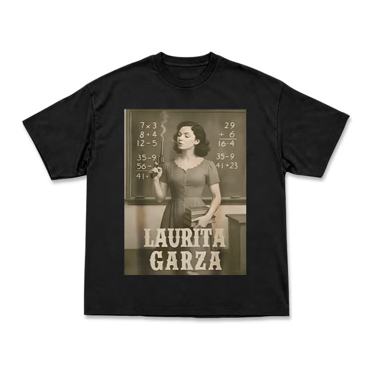 Vintage Laurita Garza Graphic Print T-shirt - Black - US16-18(2XL) - image 1
