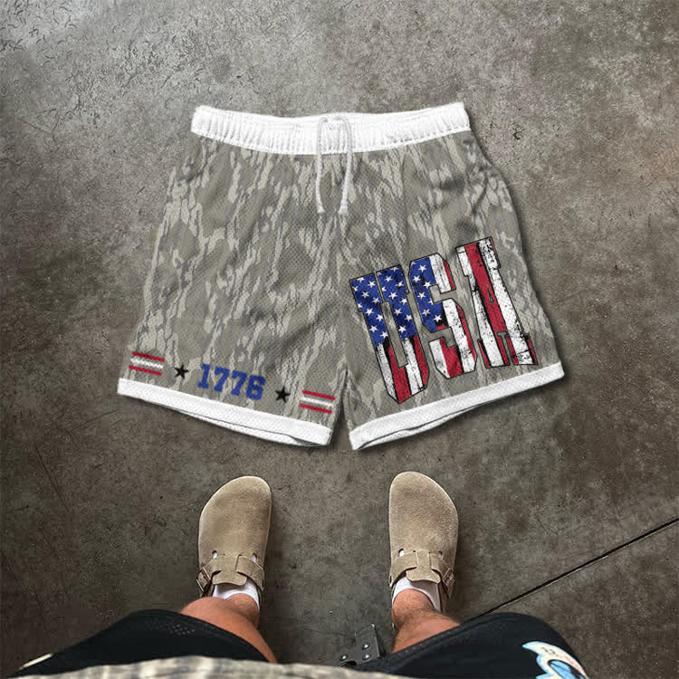 USA Camo Print Mesh Shorts - 1776 - 5XL - image 3